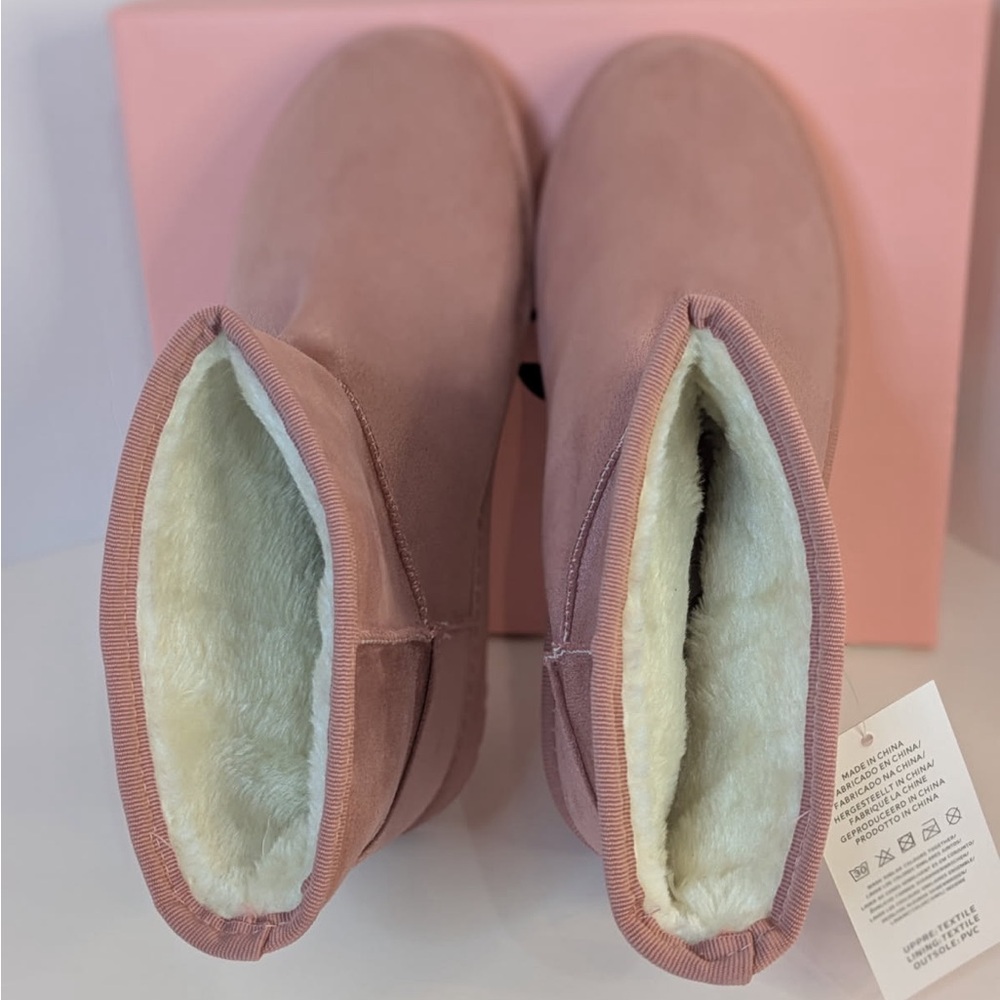 Cozy Warm Fur Lined Ankle Bootie in Blush Pink NWT Size 8 - Picture 6 of 10